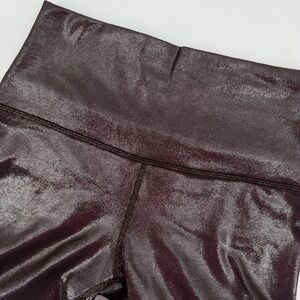 Lululemon Align High Rise Metallic Foil Shine Leggings Burgundy Cropped Size 6